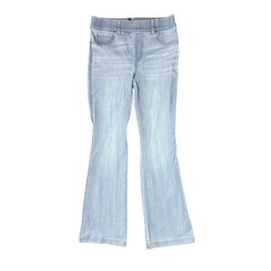 Spanx Pull On Flare Leg Retro Light Wash Blue Denim Jeans Stretch Size Medium